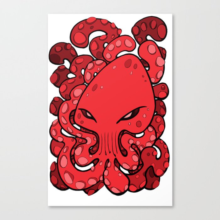 Octopus Squid Kraken Cthulhu Sea Creature , Cherry Tomato Canvas Print